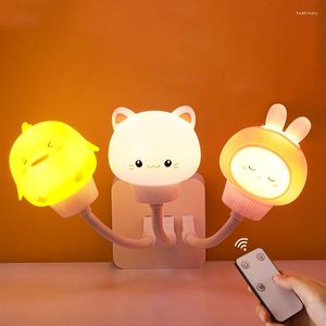 Lumières de nuit la lampe de chevet pour enfants télécommande légère des filles de chambre à coucher