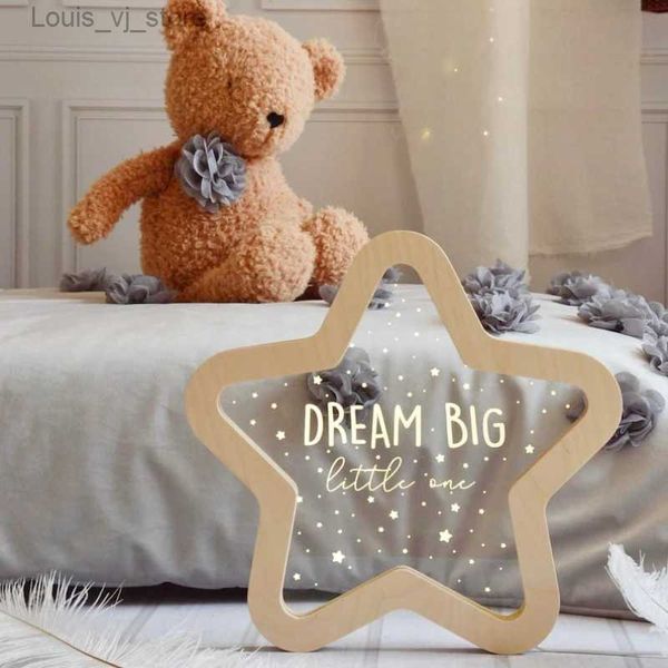 Veilleuses Enfants Enfants Bébé Bois Acrylique Étoiles Veilleuse Chambre Décor Nom Personnalisé USB Lumières Décorer Lampe De Chevet Cadeau D'anniversaire YQ231214