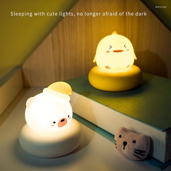 Luces nocturnas para niños, oso de luz, luz nocturna para bebé, lindo para el hogar, dormitorio, chico, lámpara Led de dibujos animados USB, regalo de Navidad