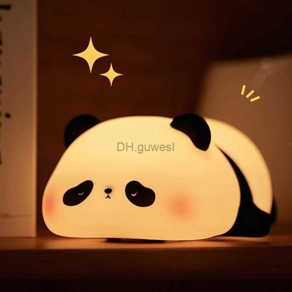 Luces nocturnas Navidad Bebé Panda Silicona suave Luz nocturna Temporizador Cambio de color Lámpara nocturna Decoración para niños Mamá Enfermería YQ240207