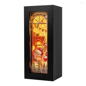 Veilleuses de Noël Book Nook Papercut Light Boxes LED Bookend Bibliothèque Insert Bibliothèque Décorations Enfants Cadeau d'anniversaire