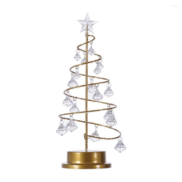 Veilleuses de Noël LED Tree Light Home Party Festival de mariage Décor de table Lampe décorative blanche chaude avec pendentif en cristal