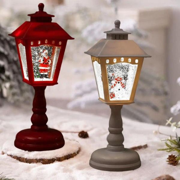 Lumières de nuit Boule de neige de Noël Lanterne LED Lumière d'eau scintillante Lampe de Père Noël Décor