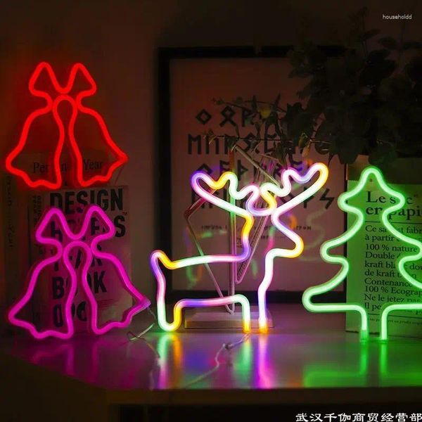 Luces nocturnas, árbol de Navidad, señales de luz de neón, decoración de festivales LED alimentadas por USB, adornos, decoración de pared de vacaciones