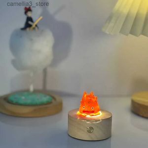 Veilleuses classiques Howl Moving Castle Lampe de chambre à coucher Anime Figure Ornement Cadeau pour les enfants et les fans Calcifer Night Light Q231114