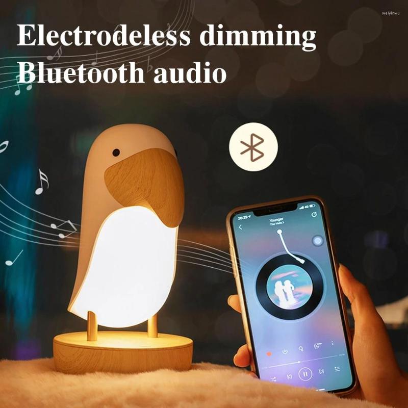 Nachtlichten Cmoonfall LED Toucan Bird Cute Bluetooth -luidspreker USB Oplaadbare slaapkamer Tafellamp Dimpelbaar Home Desk