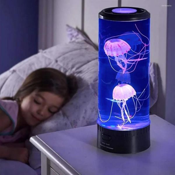 Veilleuses couleur changeante lampe méduse USB/batterie alimenté bureau cadeau pour enfants maison chambre décoration garçons et filles anniversaire