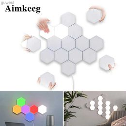 Nachtverlichting Kleur nachtlampje slaapkamer decoratie aanraaksensor LED-module zeshoekige lamp magnetische muurophanging creatieve huisdecoratie licht YQ240112