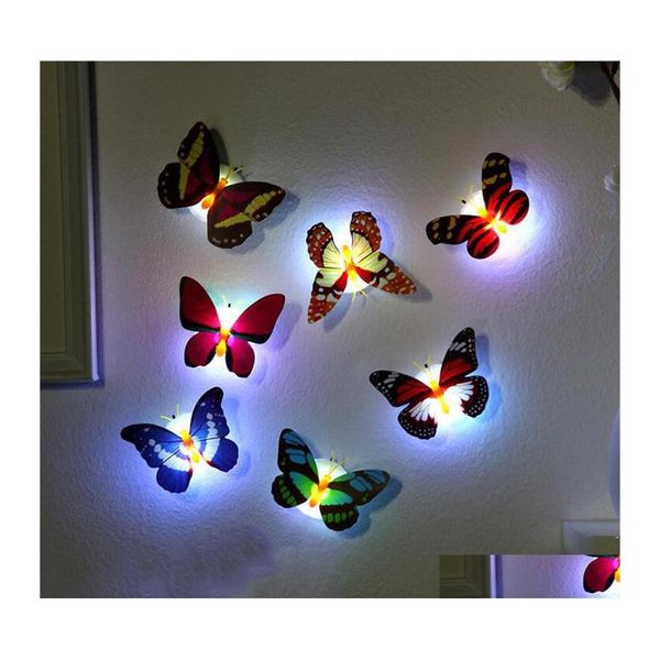 Veilleuses Colorf LED Lumières Stickers Muraux Installation Facile Papillon Libellule Veilleuse Pour Enfants Bébé Chambre Fête Chris Otptl