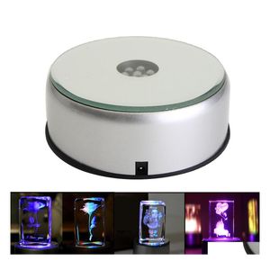 Veilleuses Colorf Luminous Led Light Laser Rotating Crystal Display Base Stand Holder avec adaptateur secteur Verre Objets transparents Dr Dhaml