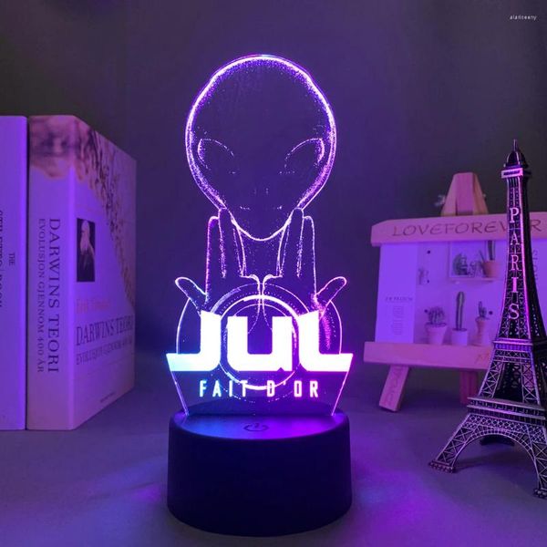 Veilleuses colorées Anime deux tons lampe Julien Mari pour enfant chambre décor cadeau d'anniversaire rappeur Jul double LED couleur