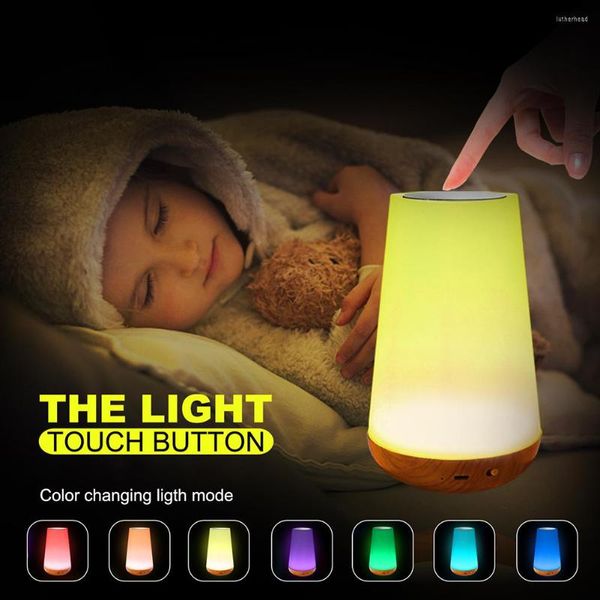 Luces nocturnas, luz cambiante de colores, RGB Touch Tuya, lámpara regulable con Control por aplicación remota, lámparas de noche para dormitorio, mesa recargable por USB