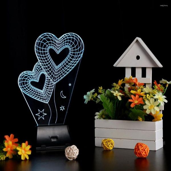 Veilleuses Coeur Coloré Lumière 3D LED Lampe USB Pour Mariage Déco Innovant Cadeau De Noël Présent