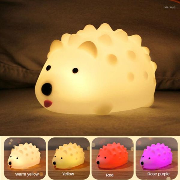 Veilleuses colorées hérisson lumière Gel de silice Usb RGB enfants Led Protection des yeux lampe chambre décor lampes de chevet enfants