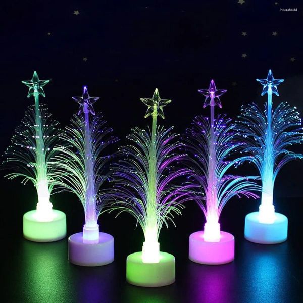 Luces nocturnas coloridas LED de fibra óptica, lámpara de mesa para árbol de Navidad, atmósfera navideña, decoración del hogar, regalo de Navidad