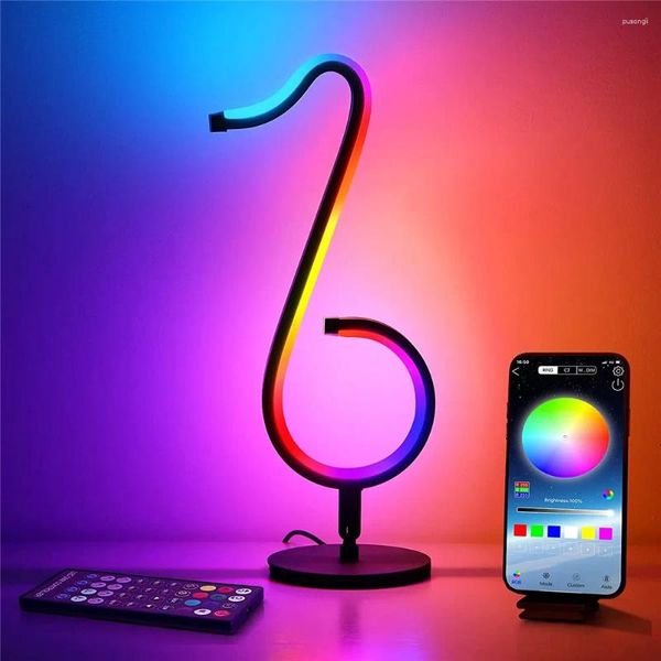 Luces nocturnas Música colorida Nota de mesa Bluetooth Bluetooth Dimmable Ambient Wall Car Desktop LED para adornos de hogares Regalos