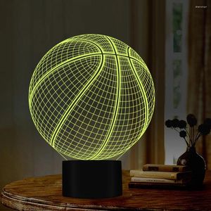 Luces de noche Cool 3D baloncesto LED ilusión táctil USB 7 cambio de color lámpara dormitorio luz niño niños hombre regalo deporte decoración del hogar