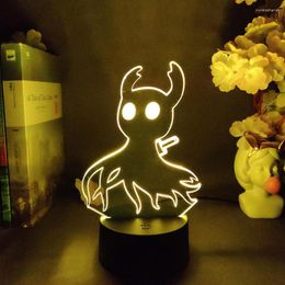 Veilleuses Cool Hollow Knight Shade 3D Lampe de jeu Éclairage vers le haut Acrylique Enfants Cadeau de Noël Beau cadeau pour les amis joueurs