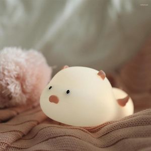 Veilleuses Coquimbo Mignon Cochon 7 Couleur Changeante Silicone LED Lampe USB Rechargeable Décor À La Maison Créatif Enfants Cadeau