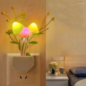 Nachtverlichting Creatieve AC110V-220V EU/US Plug Lichtsensor 3 LED Kleurrijke Lotusblad Water Gras Lamp Kleur
