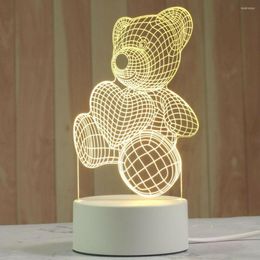 Nachtlichten Creative Bear 3D LED -licht USB Romantisch verlichting Bedsbureau Tafel Lamp Kid Slaapkamer Decoratie YCY1014