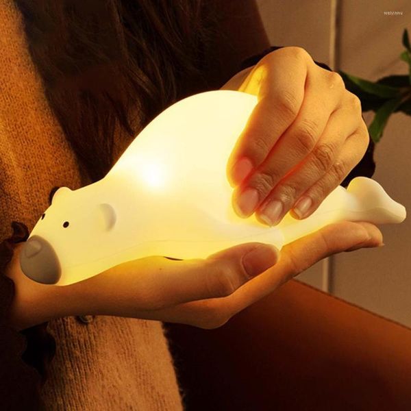 Luces nocturnas Creative Bear Light Lámpara de noche recargable por USB Protección ocular Decorativo Bebé durmiendo