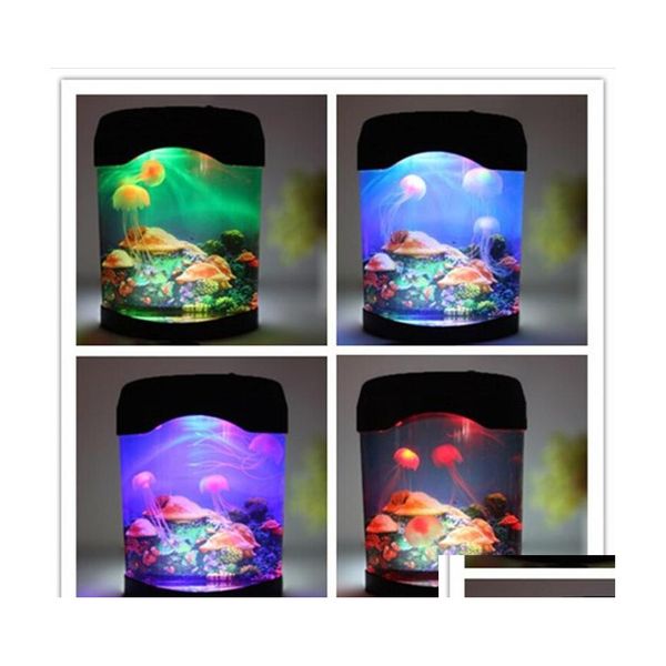 Veilleuses Creative Beautif Aquarium Réservoir De Lumière Natation Humeur Durable Décoration De La Maison Simation Méduse Led Lampe Drop Delivery Li Dhrf3