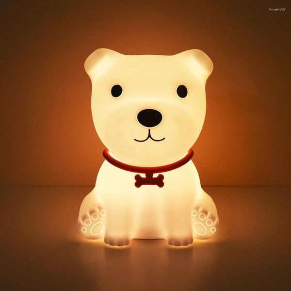 Veilleuses créatives colorées chien LED capteur tactile Silicone USB lampe de chambre rechargeable pour enfants enfant bébé cadeau de vacances