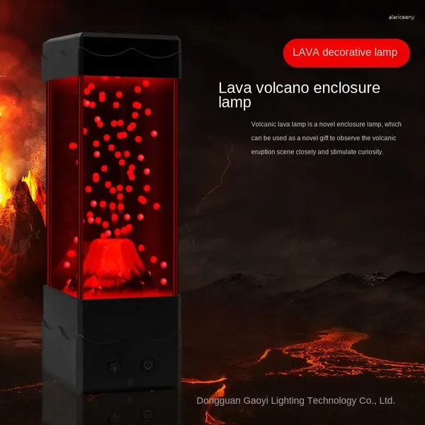 Veilleuses Lampe à lave créative 9 pouces USB Plug-in Lumière d'ambiance LED Volcan Méduse Enfants Chambre Chevet Cadeau De Noël