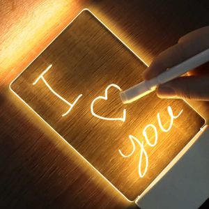 Night Lights Creative Note Board USB LED Night Light Message Board Holiday Light With Pen Gift For Children Girl friend Decoration Night Lamp P230331