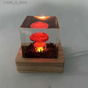 Luces nocturnas Explosiones nucleares creativas Lámpara de nube de hongos Bomba atómica USB Luz de noche de resina Decoración del hogar Regalos de Navidad Lámpara de mesa YQ231127