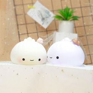 Veilleuses Creative Silicone Jouet Lampe LED Baozi Charge Couleur De La Lumière En Caoutchouc Souple Pat Pour L'éclairage De La Chambre Cadeau De Noël Pour Enfants