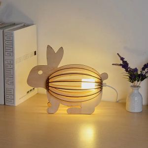 Veilleuses créatives petite chambre lampe de chevet pour enfants sculpté lapin Table Girly coeur cadeau