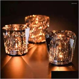 Nachtverlichting Kristal Diamant Licht Retro USB Oplaadbare Romantische Led-barlamp voor restaurantdecoratie Bescherm Drop Delivery Dhnuy