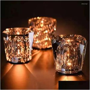 Nachtverlichting Kristal Diamant Licht Retro USB Oplaadbare Romantische Led-barlamp voor restaurantdecoratie Bescherm Drop Delivery Dhnuy