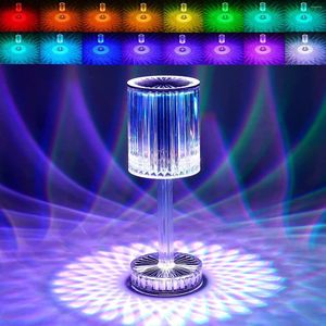 Lumières de nuit lampe à cristal 16 Couleurs à changement de couleur RGB Touch Table en diamant rechargeable pour la chambre salon Party Dinner décor