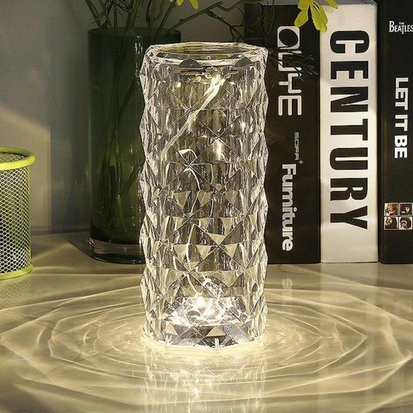 Lumières de nuit LED CRISTAL LED RODANTIC ROSE Table Lampe RVB Remote Control Projection Bureau USB Charging Fixtures