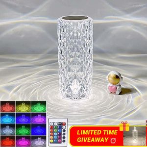 Night Lights Crystal Table Lamp 16 Colors Light Touch Projector LED Atmosphere Room Decor Christmas Decoration