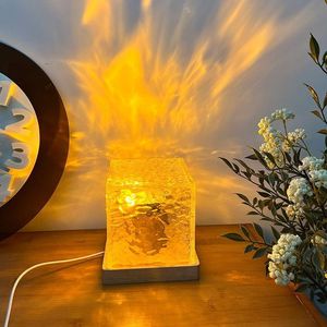 Veilleuses cristal lampe de table LED dynamique eau ondulation projecteur maison chambre chevet dortoir décor lumière filles vacances cadeaux