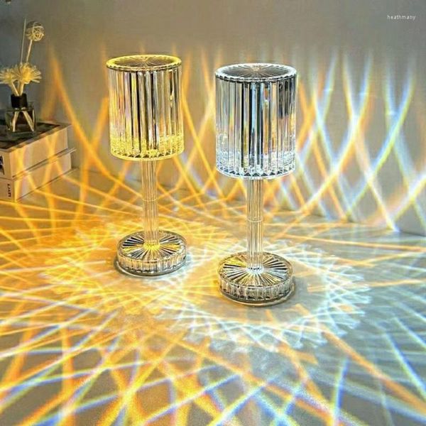 Veilleuses cristal lampe de table tactile télécommande 3/16 couleurs rechargeable chevet lumière LED décoration de la chambre