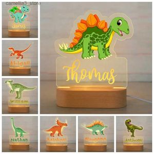 Nachtverlichting Aangepaste naam Dinosaur Truck RGB LED USB Nachtlampje Gepersonaliseerde Cartoon 3D Acryl Lamp voor Baby Kids Gift Kinderen Home Decor Q231114