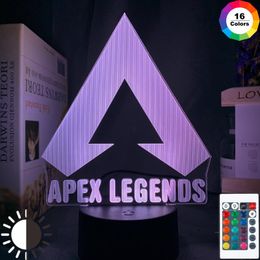 Luces nocturnas Personalizar Apex Legends LOGO Luz Led Lámpara de mesa Cambio de color Habitación Decoración Ideas Evento fresco Premio Gamers Batería
