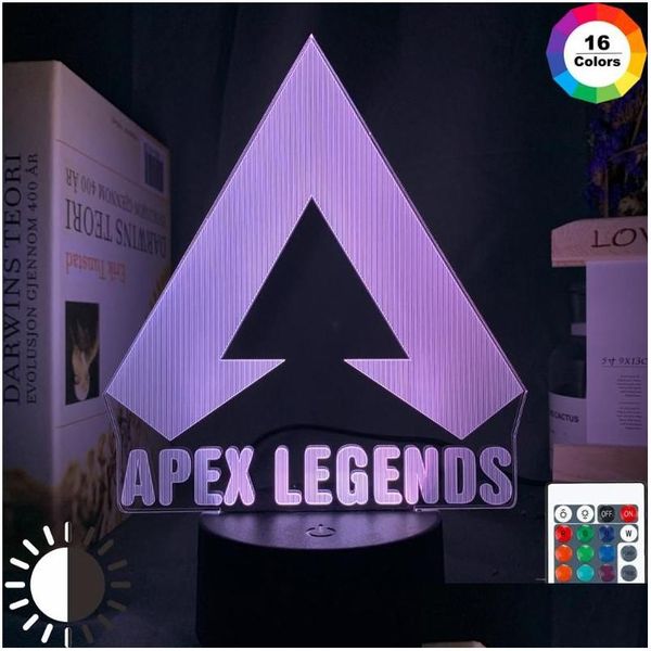 Veilleuses Personnaliser Apex Legends Logo Lumière LED Lampe de Table Couleur Changeant Idées de Décoration Cool Événement Prix Gamers Batterie Drop D Otxvo