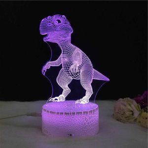 Veilleuses Mignon 3D Dino veilleuse enfants LED lampe dinosaure belle USB acrylique lunettes Table veilleuse pour enfants cadeau chambre décor P230325