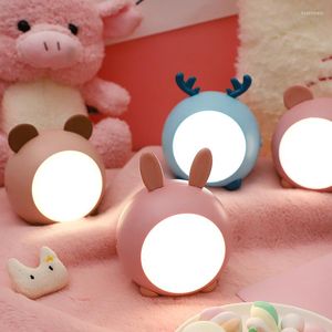 Luces nocturnas Linda lámpara de animales hogar niños mesita de noche dormitorio escritorio atenuación continua Led Usb cargador lámparas táctil regalo personalizado Lamparas B