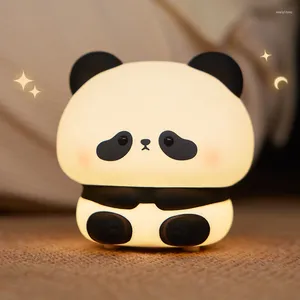 Nachtlichten schattige cartoon siliconen led panda licht USB oplaadbaar dimmen slaaplamp voor kinderkamer decor verjaardag cadeau