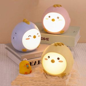 Nachtlichten schattig chick nachtlamp led kinderen nachtlampje voor kinderen USB oplaadbaar slaapkamer decor cadeau bed bed dier touch moodlichten p230331