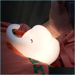 Lumières nocturnes mignons Elephant Childrens Light Soft Soft Induction Induction Matic Lighting Bedroom Bedside Lamp Kid Students Drop Drop Dhdq6