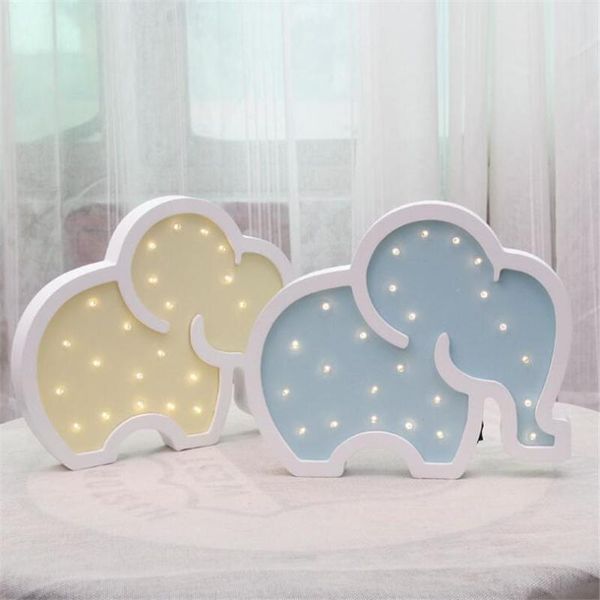 Veilleuses mignonnes INS Woodiness éléphant bébé LED lampe de chevet dessin animé nordique chambre d'enfants décoratif beaux accessoires pographiques cadeaux