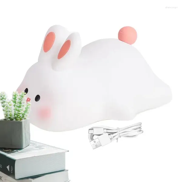 Lumières de nuit mignonnes Light Kids Lampe Touch Animal pour la crèche Silicone Soft Big Face Child